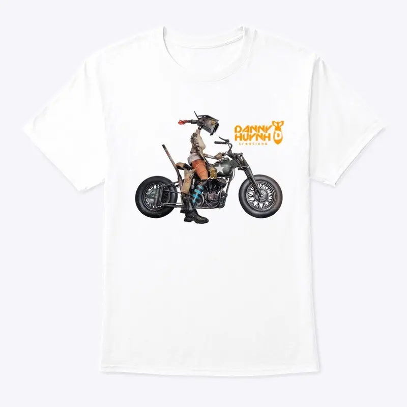 "Lady Blower on Bike" front/back/tee