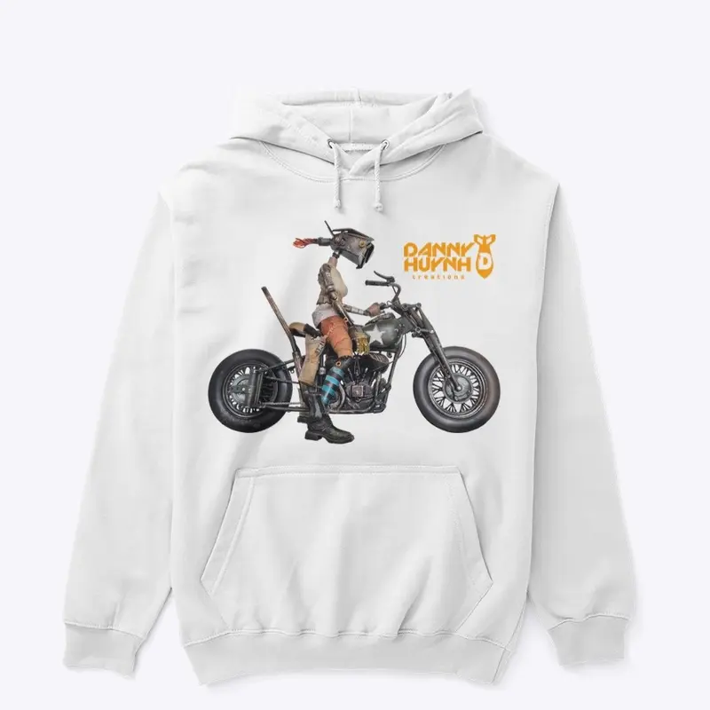 "Lady Blower on Bike" front/back/hoody